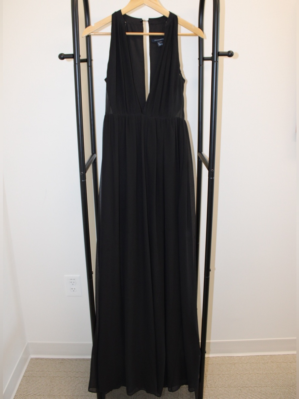 French Connection Black Sleeveless Plunge Maxi Dress